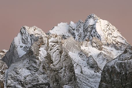 Antelao mount Croda de Marchi and Cima Bastioni peaks from the top of Monte Piana, Misurina, Auronzo, Cadore, Veneto, Italy, Europe
