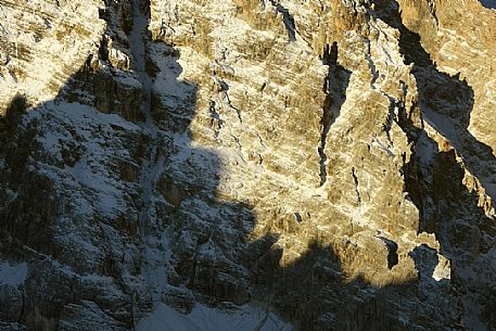 Detail of Cristallo mountain in the dolomites, Misurina, Auronzo, Cadore, Veneto, Italy, Europe
