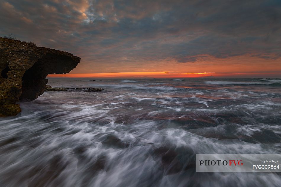 Astura, Neptune, Tower, waves, Storm, Sunrise, San Felice Circeo, Latium, Rome, Italy, sea,