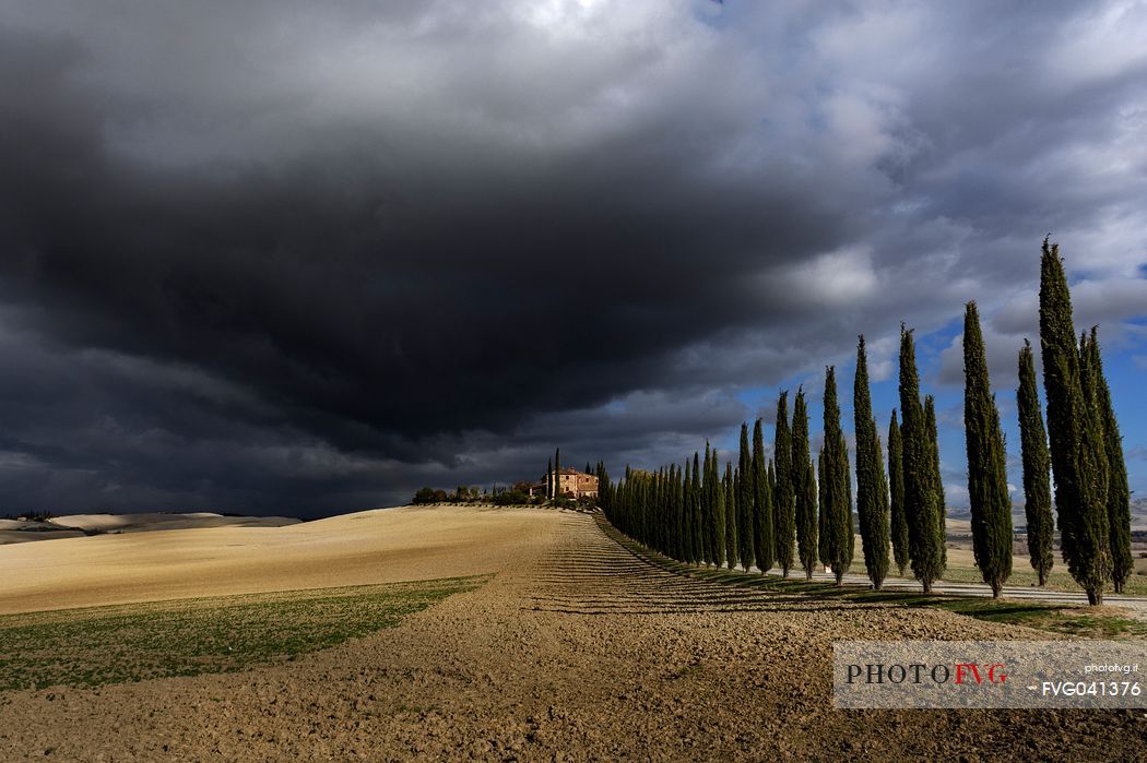 Poggiocovili, a pearl of the Val d'Orcia in a fresh autumn morning, Orcia valley, Tuscany, Italy, Europe