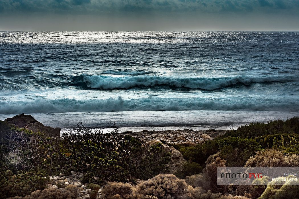 Rough sea in the Stomio bay, Crete, Greece