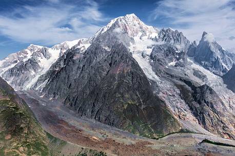 Miage glacier and Mont Blanc summit, italian side, from Mont Fortin peak, Valle d'Aosta, Italy, Europe Miage glacier and Mont Blanc summit, italian side, from Mont Fortin peak, Valle d'Aosta, Italy, Europe