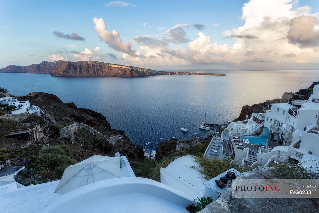 Caldera view from Oia village, Santorini island, Greece

