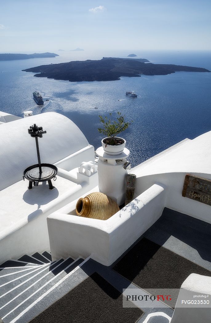 Caldera view from Oia village, Santorini island, Greece
