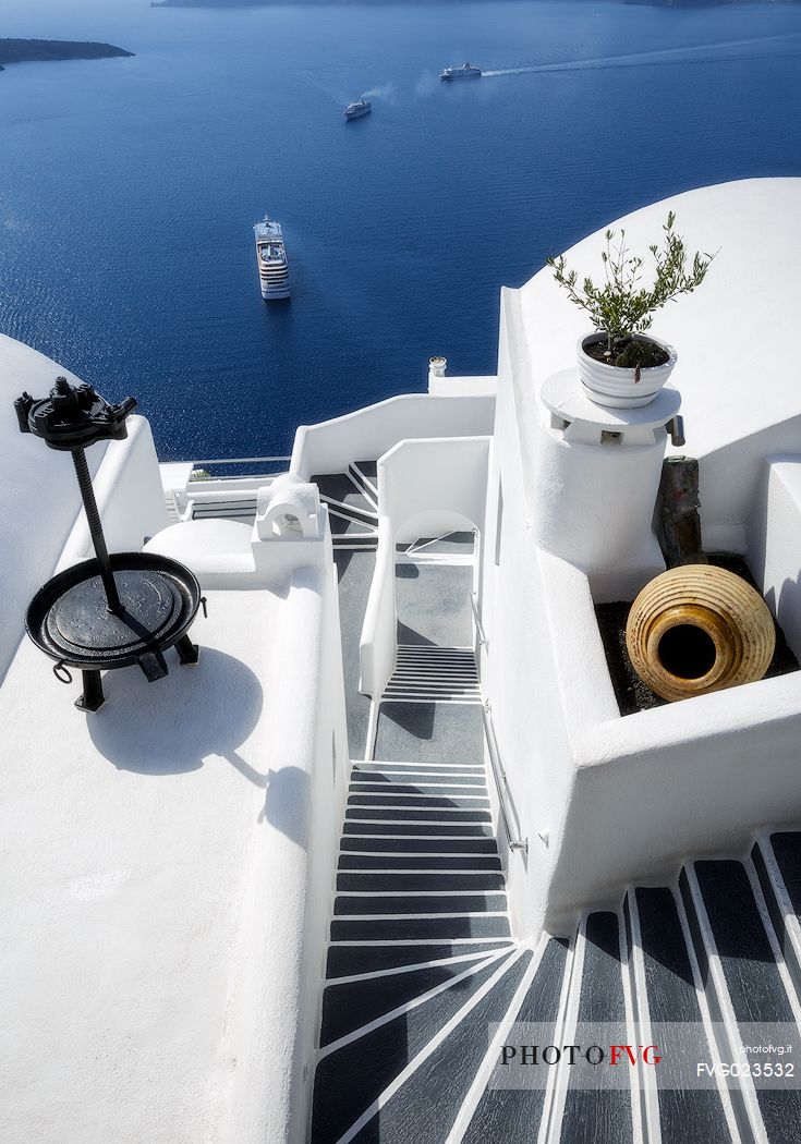 Caldera view from Oia village, Santorini island, Greece
