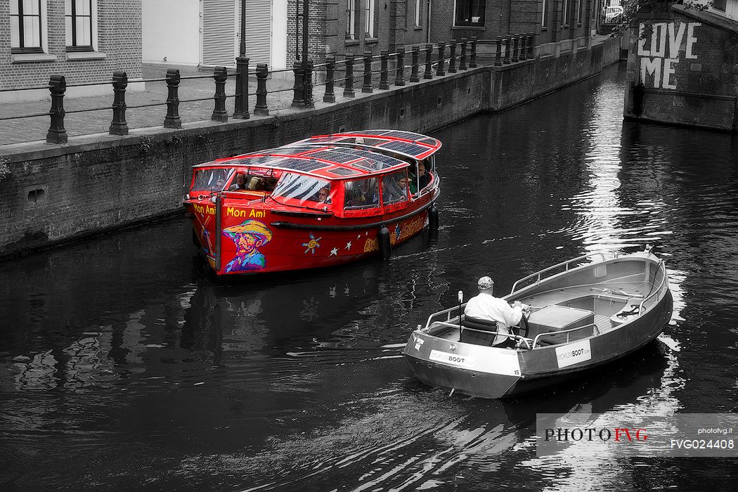 Boats crossing, Amsterdam, Holland