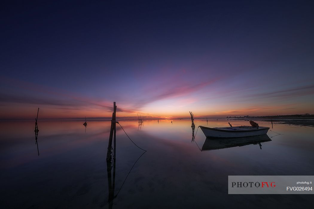 Dusk in the Grado lagoon, Friuli Venezia Giulia, Italy