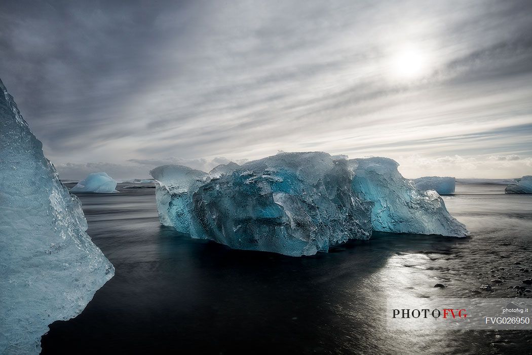 Ice block from Vatnajkull glacier on the beach, Jkulsrln, Iceland