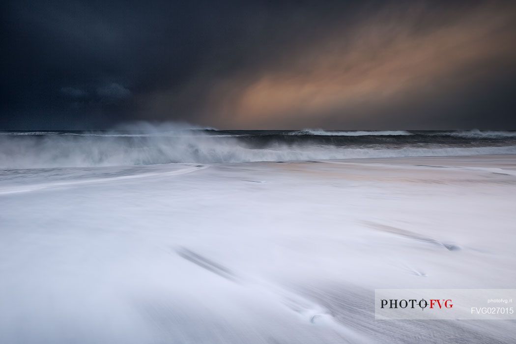 Stormy weather on sunset at Vik i Myrdal, Iceland