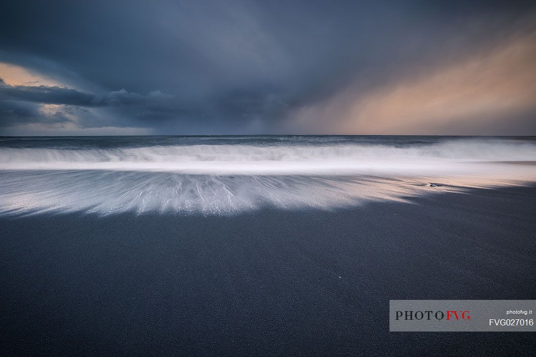 Stormy weather on sunset at Vik i Myrdal, Iceland