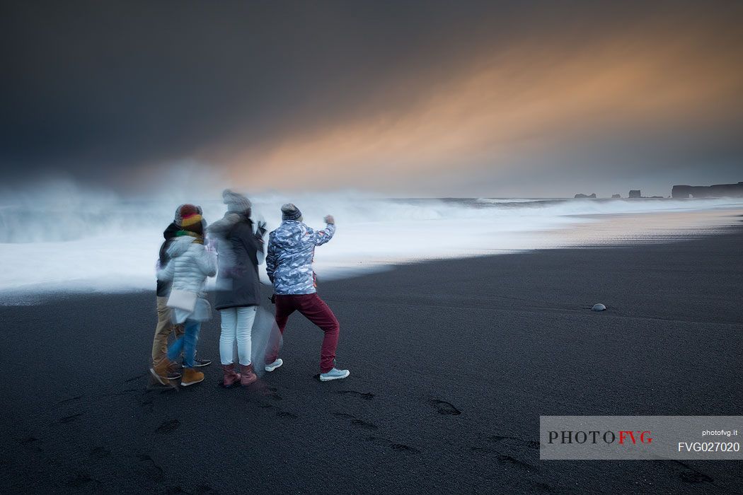 Stormy weather on sunset at Vik i Myrdal, Iceland