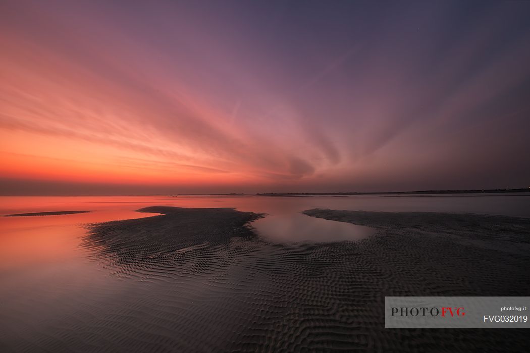 Sunset on Punta Sdoba lagoon, Grado, Adriatic coast, Friuli Venezia Giulia, Italy
