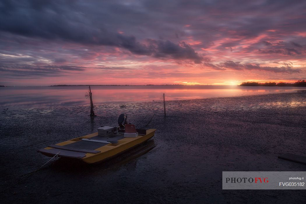 Sunset time over Grado lagoon, Friuli Venezia Giulia, Italy, Europe