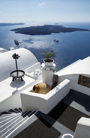 Caldera view from Oia village, Santorini island, Greece
