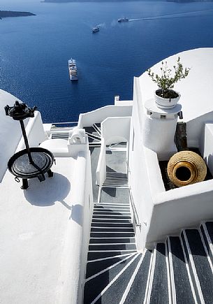 Caldera view from Oia village, Santorini island, Greece
