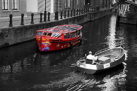 Boats crossing, Amsterdam, Holland