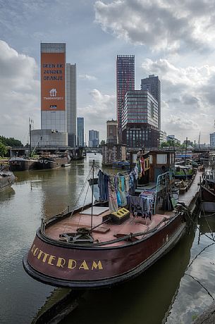 Floating boat in the Rotterdam Harbour, Holland
