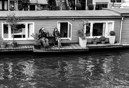 Dutch lifestyle, floating home, Amsterdam, Holland