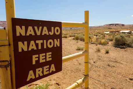 Sign of Navajo nation at Antelope Canyon, Arizona, USA