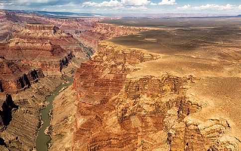 Overhead view of Colorado river in the Grand Canyon National Park , Arizona, USA