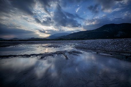 Reflections on Tagliamento river, Italy