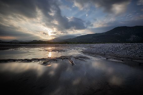 Reflections on Tagliamento river, Italy