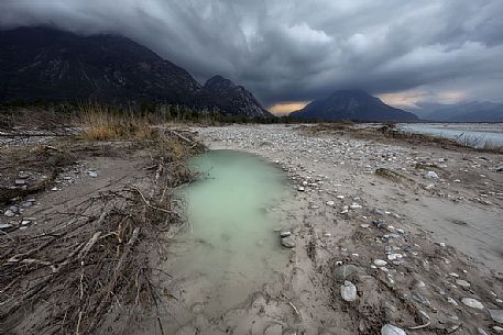 Stormy weather on Tagliamento river, Italy