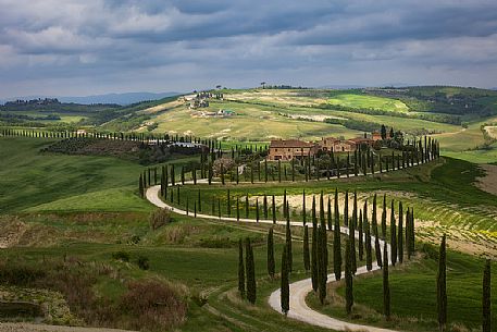 Typical countryside farm near Asciano, Orcia valley, Tuscany, Italy