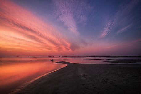 Red lagoon in Grado, Friuli Venezia Giulia, Italu