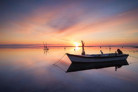 Fishermen boat in Grado lagoon, Friuli Venezia Giulia, Italy