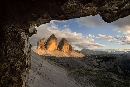 Tre Cime di Lavaredo mountain landscape, dolomites, South Tyrol, Italy