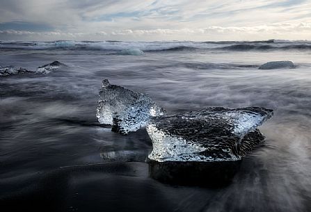 Ice block from Vatnajkull glacier on the beach, Jkulsrln, Iceland