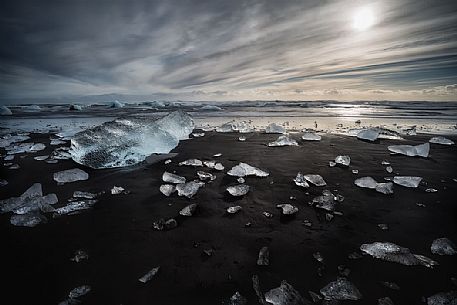 Ice block from Vatnajkull glacier on the beach, Jkulsrln, Iceland