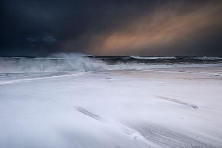 Stormy weather on sunset at Vik i Myrdal, Iceland