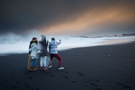 Stormy weather on sunset at Vik i Myrdal, Iceland