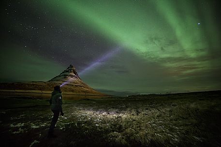 Aurora borealis ring around Kirkjufell mountain, Iceland Aurora borealis ring around Kirkjufell mountain, Iceland