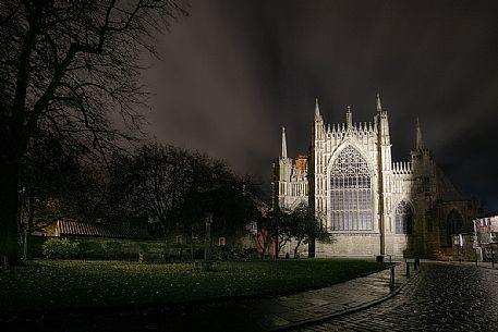 Night view of York Minster (Cathedral), the old medieval gothic church, Yorkshire, Great Britain, Night view of York Minster (Cathedral), the old medieval gothic church, Yorkshire, Great Britain,