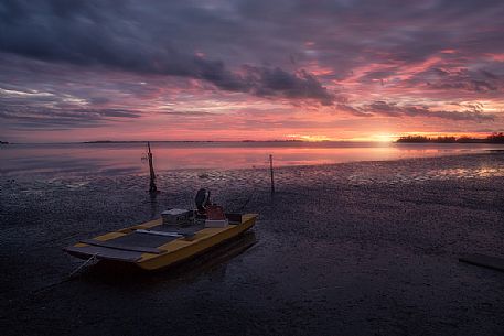 Sunset time over Grado lagoon, Friuli Venezia Giulia, Italy, Europe