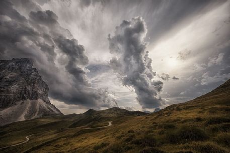 Stormy clouds coming over Pale di San Martino peaks, Parco Naturale Paneveggio Pale di San Martino natural park, dolomites, Trentino Alto Adige, Italy, Europe Stormy clouds coming over Pale di San Martino peaks, Parco Naturale Paneveggio Pale di San Martino natural park, dolomites, Trentino Alto Adige, Italy, Europe