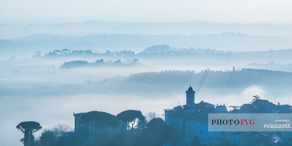 Sunrise on the hills of San Miniato, Tuscany, Italy