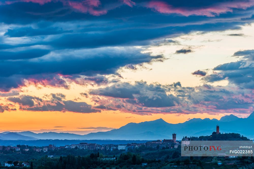 Sunset on the hills of San Miniato, Tuscany, Italy