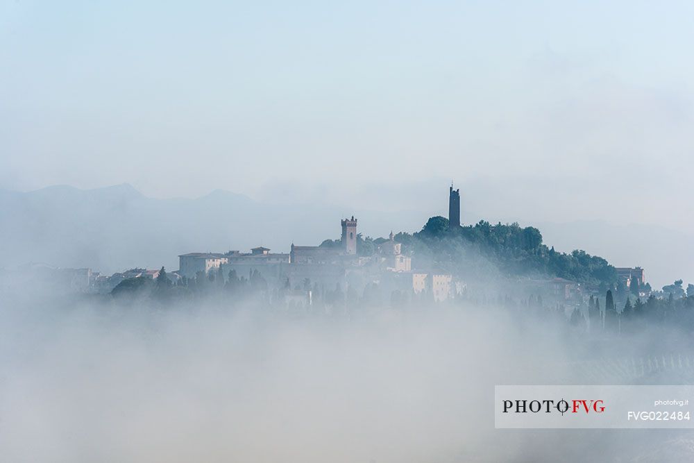 Sunrise on the hills of San Miniato, Tuscany, Italy