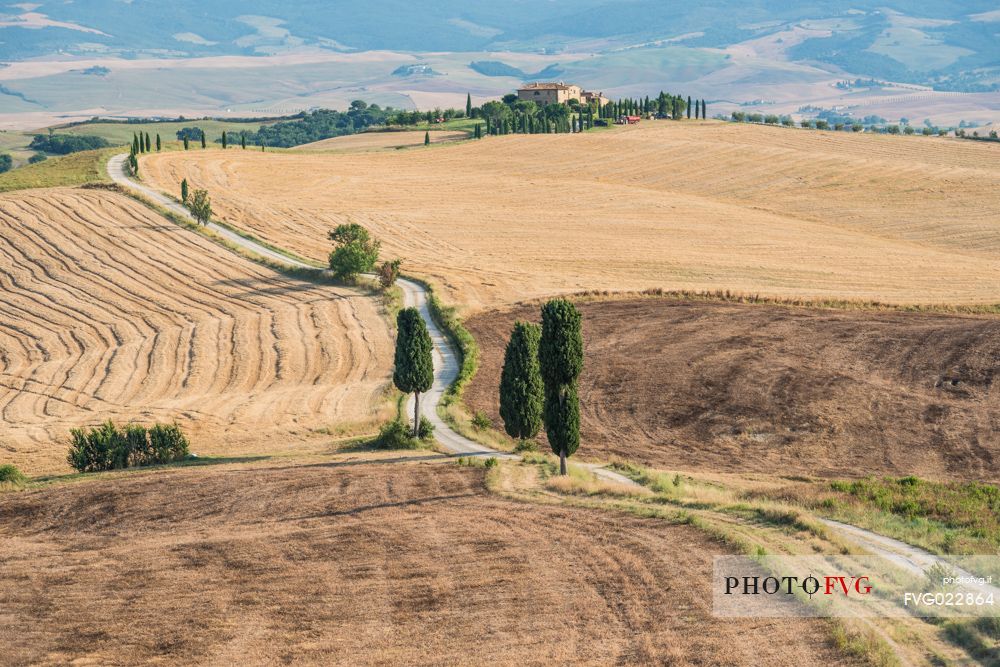 Country street in Orcia valley, Tuscany, Italy