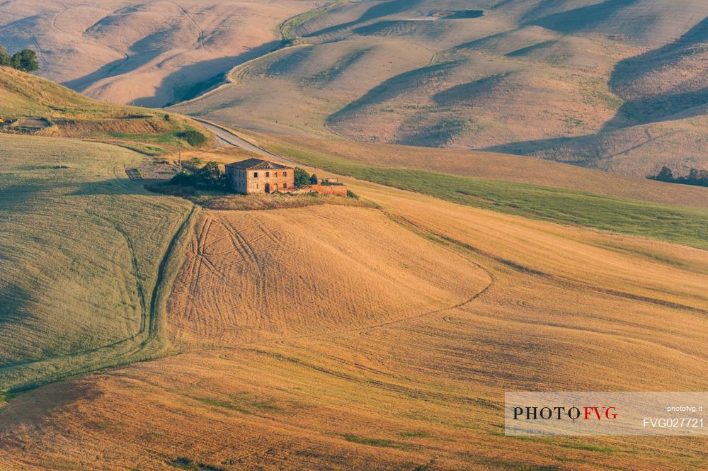 Farm in the Crete Senesi landscape, Orcia valley,Tuscany, Italy