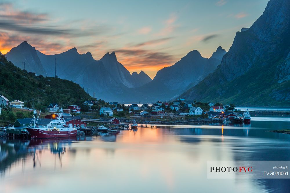 Reine village at sunset, Lofoten Islands, Norway