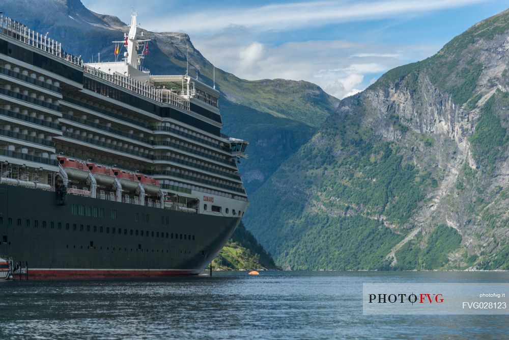 Cruise ship on Geiranger fjord, Norway