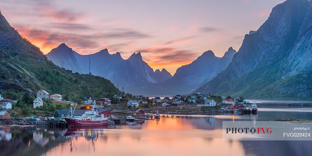 Reine village at sunset, Lofoten Islands, Norway