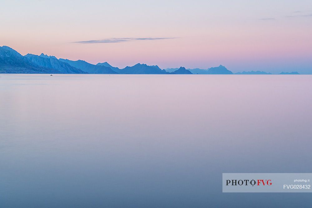 Sunset on the sea of Reine, Lofoten Islands, Norway