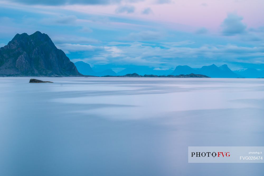 Sunset on the sea of Reine, Lofoten Islands, Norway