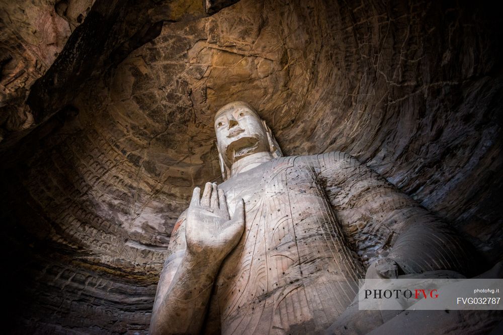 The beautiful ancient remains of Buddha Statue in Yungang Grottoes, Datong, Shanxi Province, China